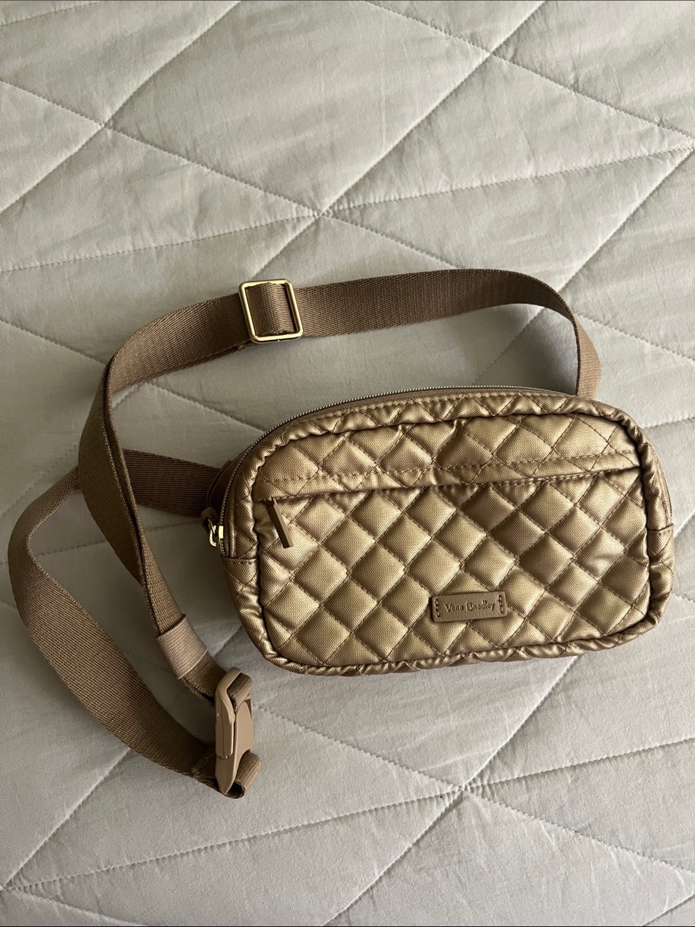 Vera Bradley Gold Mini Belt Bag quilted metallic gold